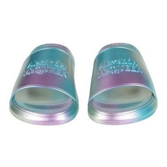 Alexander McQueen Metallic Iridescent Slide Sandals Size: 8 NIB - Picture 1 of 4